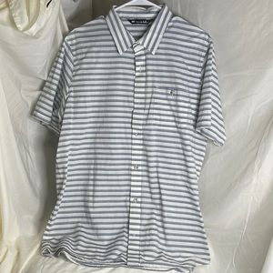 Travis Matthew Men’s Shirt Large blue/white/gray striped